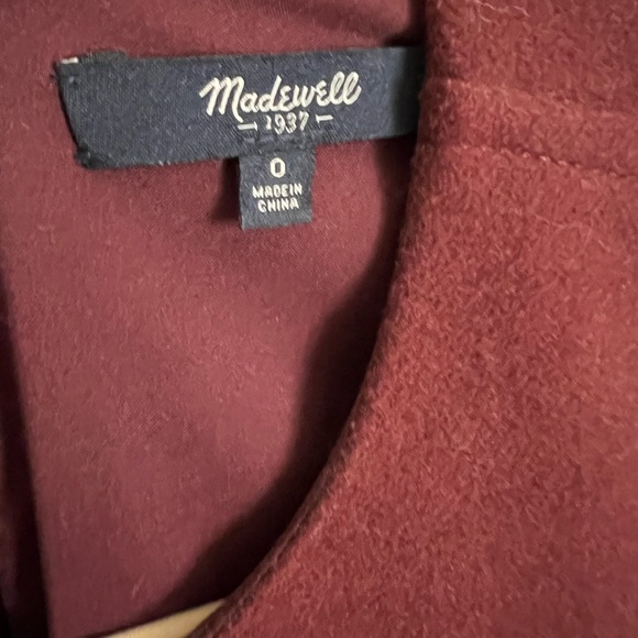 Madewell Burgundy Wool Tulip Dress Size 0 - Picture 4 of 6